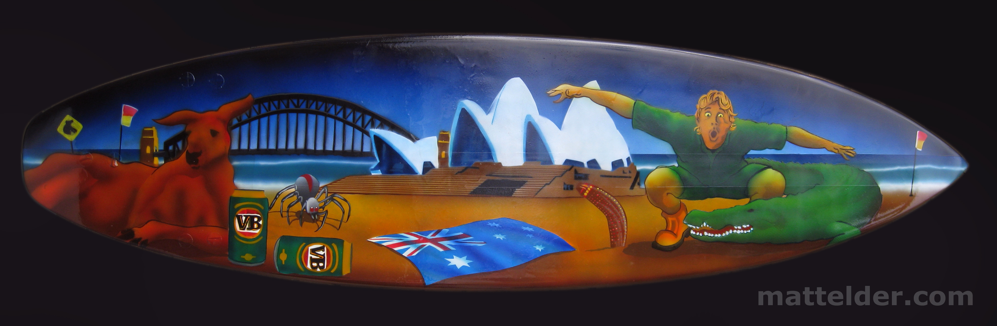 Australiana Between the Flags Airbrushed Surfboard