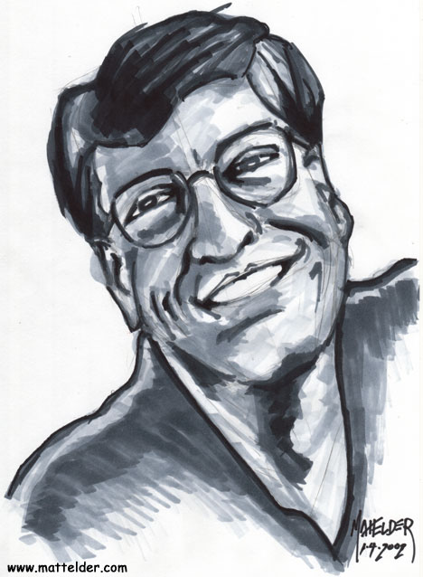 Bill Gates Head Tilted Caricature