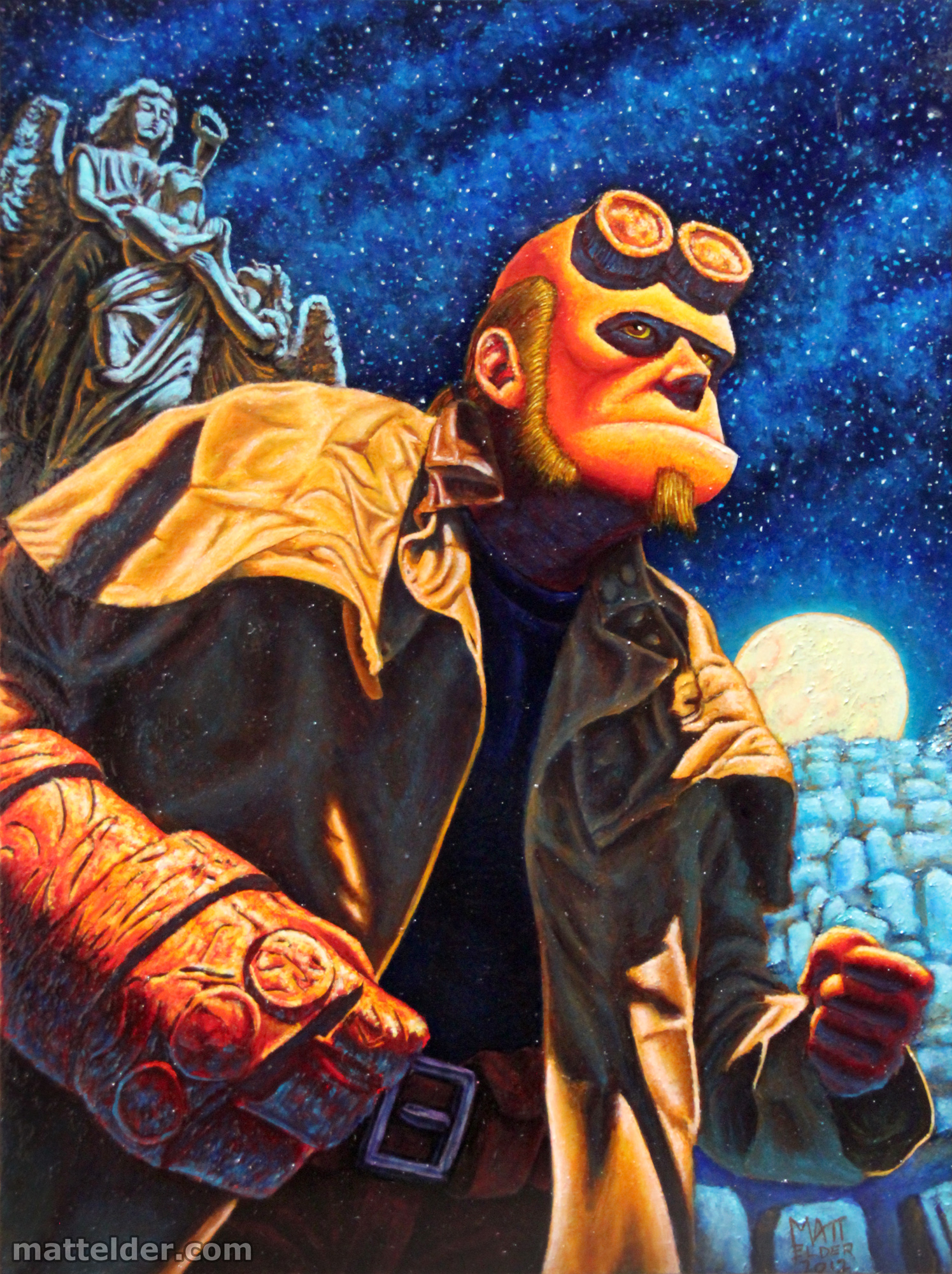 Hellboy at the Cemetary - Portrait Oil Painting