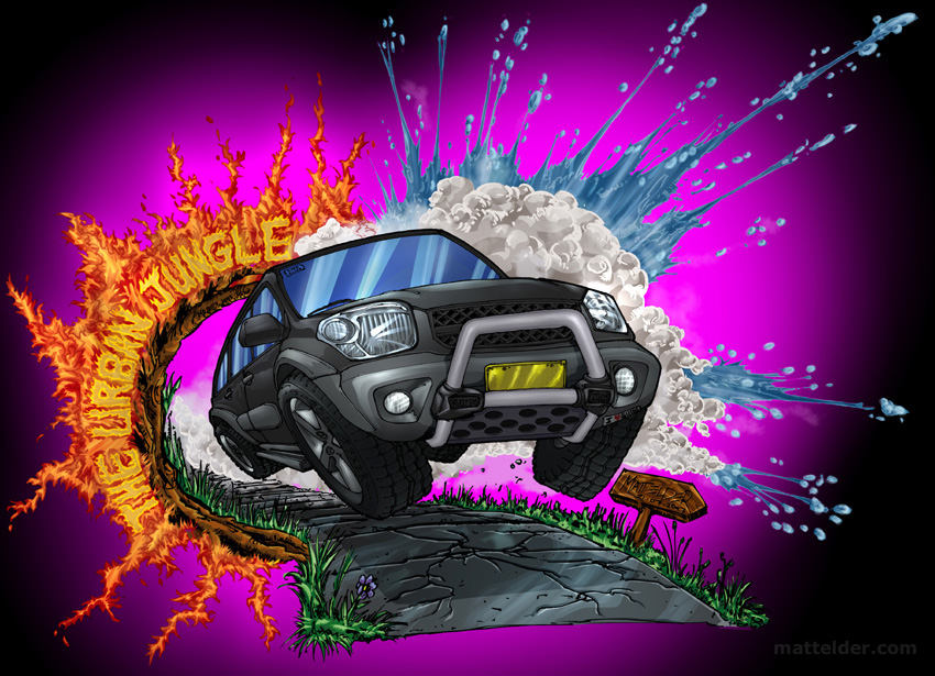 The Urban Jungle Footpath - Toyota RAV4 Digital Illustration Painting