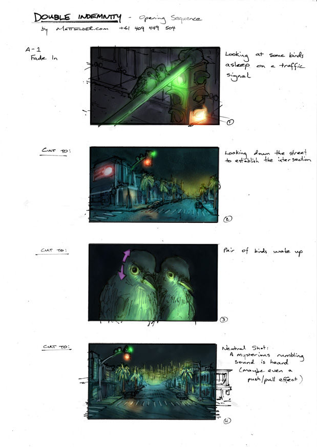 Double Indemnity Storyboards Opening 01 - 04