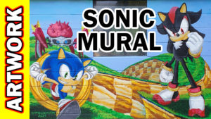 Video Thumbnail - Watercolor 000315 - Sonic the Hedgehog Mural 01c Acrylic Time Lapse Tube Art