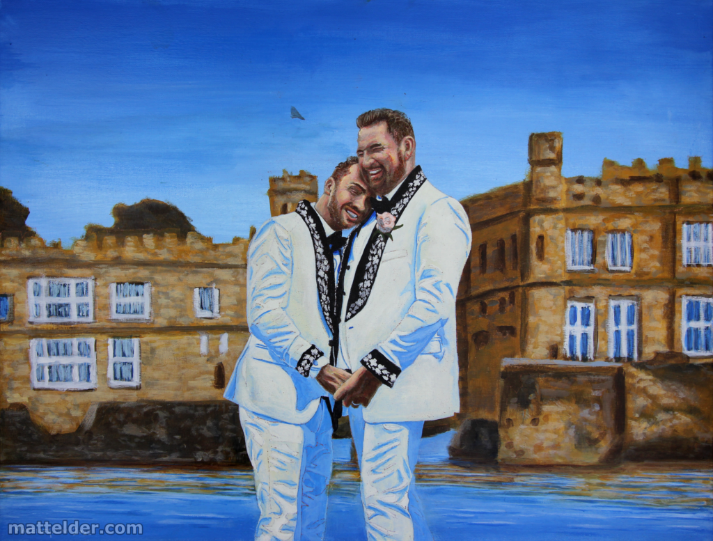 Acrylic - Leeds Castle Wedding Painting Gay Couple